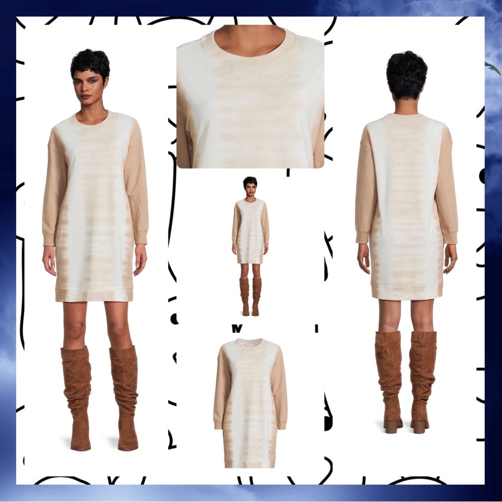 Large Time and Tru Ant Tie Die Women's Garment Wash Sweatshirt Dress